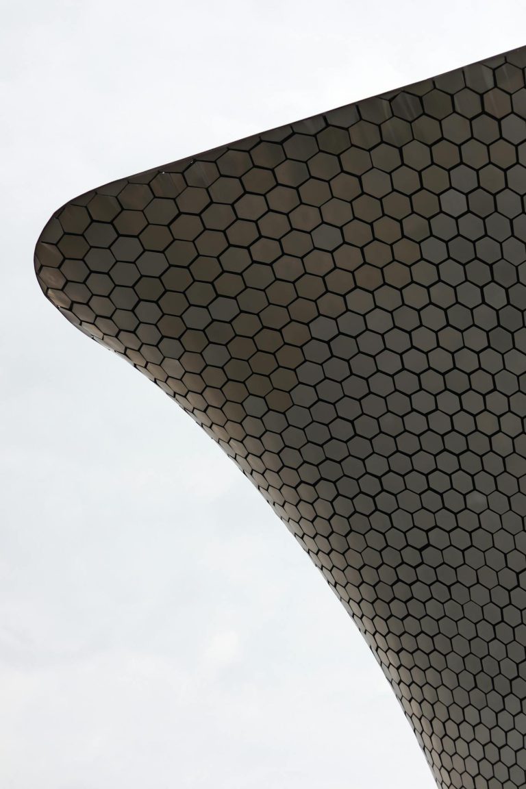 Close-up of Museo Soumaya's hexagonal tile design, Mexico City.